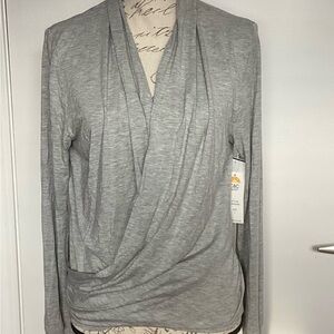 C&C Sport Gray Draped Long Sleeve Top